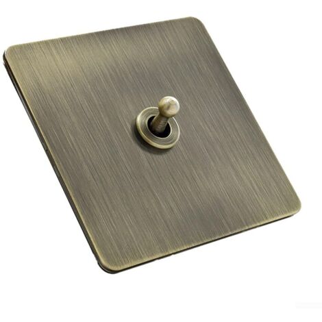 Interrupteur à bascule en laiton, panneau d'interrupteur à bascule en acier inoxydable bronze 86 x 86 mm, pour la commande d'éclairage (1 modules).