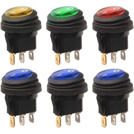Interrupteur à Bascule LED Étanche 12V/24VDC - Lot de 6 - Pour Camion, Bateau, Voiture - Facile à Utiliser