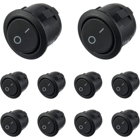 Interrupteur à Bascule Rond, AC 6A/250V,10A /125V,SPST, Interrupteur à Bascule 2 Broches,Bouton De Verrouillage Interrupteur,pour Auto,Boat,Truck(10 pièces)