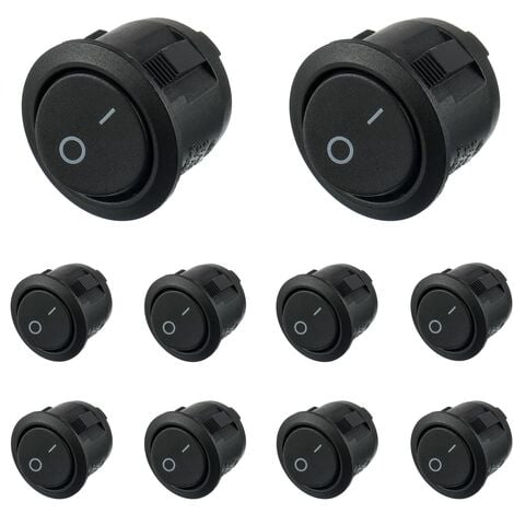 10Pcs 23Mm Mini Interrupteurs à Bascule, Interrupteur à Bascule Rond 3Pin 2 Positions, Mini Interrupteur Marche-arrêt De Bateau Noir, Plastique à Usage Industriel
