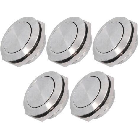 Interrupteur à bouton plat en acier inoxydable, 5 pièces, borne à vis étanche, accessoires d'alimentation 0-220V25mm