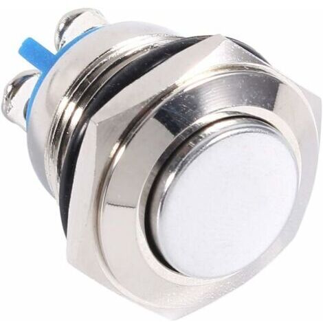 Interrupteur à Bouton Poussoir, 12 V 16 Mm étanche Voiture Véhicule Métal Bouton Poussoir Momentané Interrupteur De Klaxon Marche/Arrêt-INHHUB