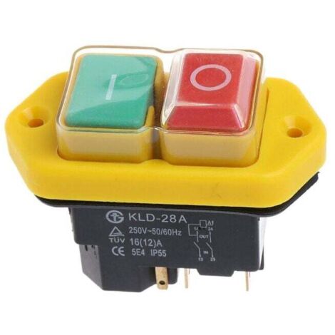 Interrupteur à Bouton-Poussoir 1PC KJD17B Interrupteur de Bouton 22 0V-240V 16A 5 Switch Power Tool -Pin