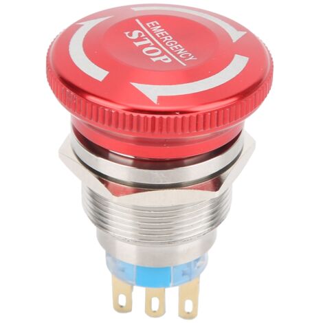 Interrupteur à bouton-poussoir d'arrêt d'urgence étanche de 22mm, interrupteur à tête de champignon autobloquant (6 broches)