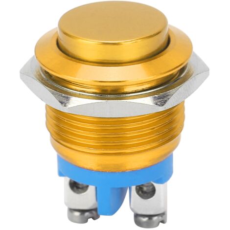 Interrupteur à bouton-poussoir en métal étanche en acier inoxydable à réarmement automatique normalement ouvert 16 mm 220 V (jaune)