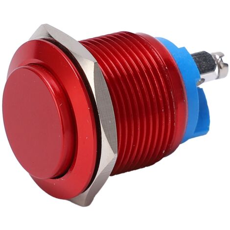 Interrupteur à bouton-poussoir en métal, tête haute, entièrement oxydé, réarmement automatique, vis de réglage, commande au pied, 19 mm (rouge)