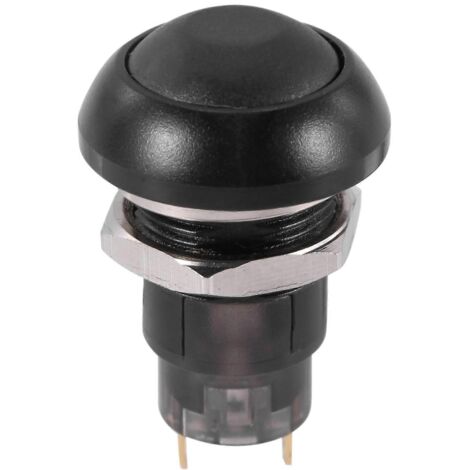 Interrupteur à bouton-poussoir étanche à verrouillage 12 mm SPST 2 A IP67, noir