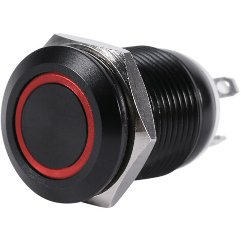 Interrupteur à bouton-poussoir LED de voiture, 12mm 2A LED Interrupteur à bouton-poussoir momentané à bascule Interrupteur à verrouillage LED Boîtier noir (Bleu)
