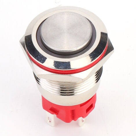 Interrupteur à bouton-poussoir métallique 19mm DC9-30V 1NO 1NC avec verrouillage automatique et anneau lumineux jaune