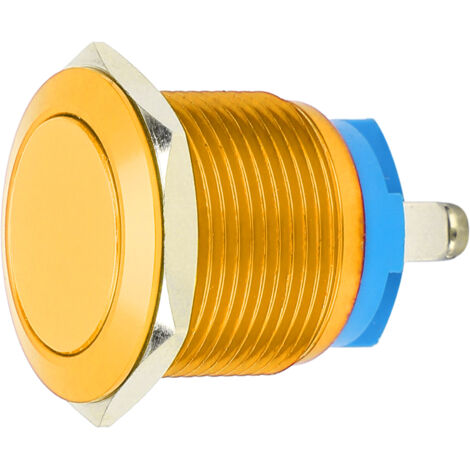 Interrupteur à bouton-poussoir métallique 19mm jaune auto-réinitialisation pour contrôle d'alimentation