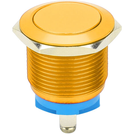 Interrupteur à bouton-poussoir métallique 19mm tête plate auto-réinitialisation jaune pour contrôle d'alimentation