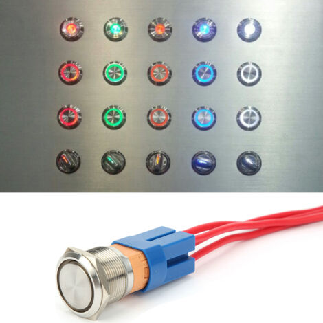 Interrupteur à bouton-poussoir métallique 22mm 20A 250V AC avec socle 4 broches et réinitialisation automatique