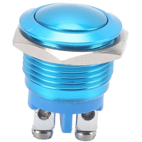 Interrupteur à bouton-poussoir métallique à bille, entièrement oxydé, à réarmement automatique, vis de réglage, commande au pied, 16 mm, 220 V (bleu)