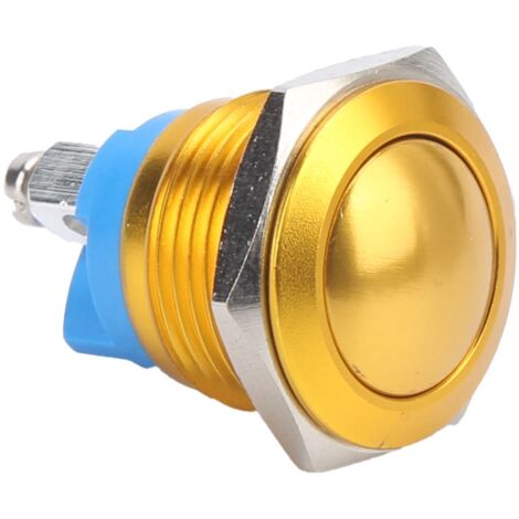 Interrupteur à bouton-poussoir métallique à bille, entièrement oxydé, à réarmement automatique, vis de réglage, commande au pied, 16 mm, 220 V (jaune)
