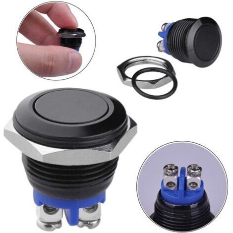 Interrupteur à bouton-poussoir momentané unipolaire unidirectionnel de 16 mm, adapté aux applications automobiles et industrielles - Boîtier noir