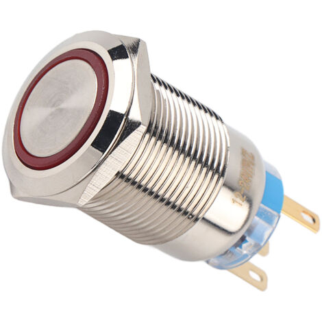 Interrupteur à bouton-poussoir verrouillable 19mm étanche LED rouge 12-24V