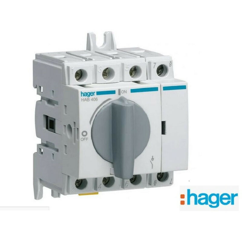 Hager - Interrupteur de coupure apparente - 4 pôles - 63A HAB406