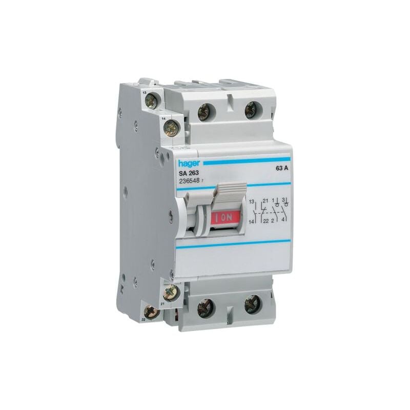 Hager - Interrupteur à déclenchement libre 2 Pôles 63A SA263