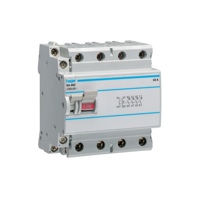Hager - Interrupteur à déclenchement libre 4 Pôles 63A SA463