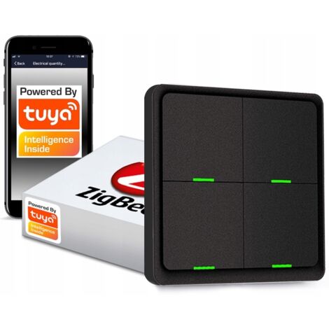 Interrupteur à distance 12 scènes 4P ZigBee Tuya Noir