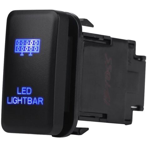 Interrupteur à double lampe, 12 V 0,5 A, 38,75 x 20,8 mm, interrupteur à double lampe bleu avec câble de 200 mm et bande lumineuse LED.