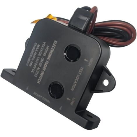 Interrupteur à flotteur automatique pour pompe de cale marine, DC 12 V/24 V, capteur de niveau d'eau avec détection intelligente pour bateaux, aquariums et fontaines, noir