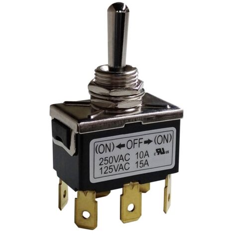 Interrupteur à levier RS PRO, (On)-Off-(On), 2RT, 10 A ( Prix pour 1 )