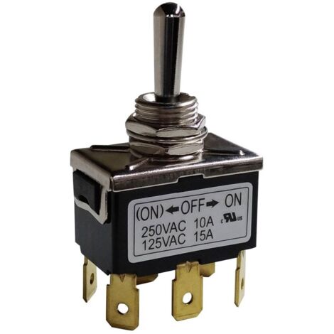 Interrupteur à levier RS PRO, On-Off-(On), 2RT, 10 A ( Prix pour 1 )