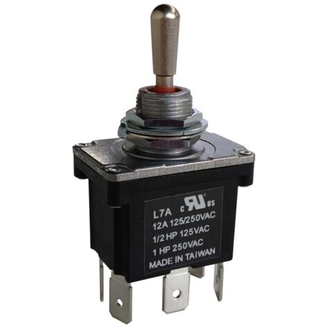 Interrupteur à levier RS PRO, (On)-Off-(On), 2RT, 12 A ( Prix pour 1 )
