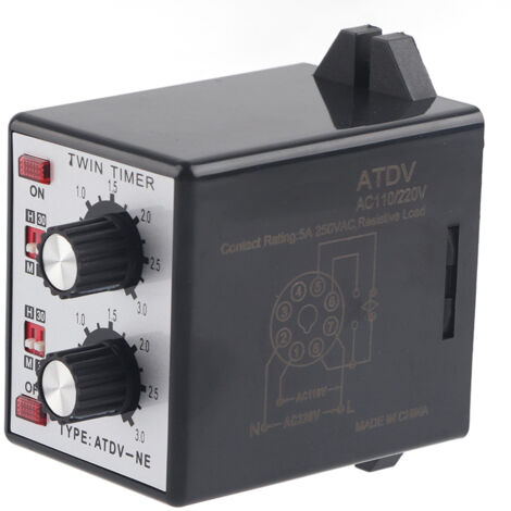 Interrupteur à Minuterie à Bouton ATDV-NE, Minuterie de Commande ON/OFF, Relais Temporisé Section Multiple 110V/220V