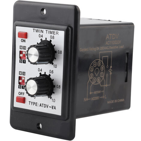 Interrupteur à Minuterie avec Bouton de Contrôle ATDVYA, Temporisateur Marche/Arrêt 110V 220V 50/60Hz
