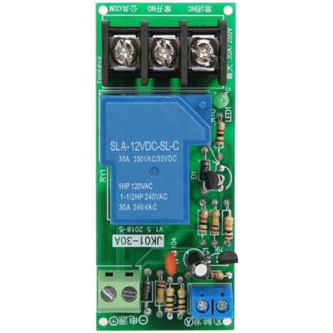 Interrupteur à Minuterie DC12V, Module Relais Temporisé 0-60min, Commande ON/OFF, 30A 250VAC/30VDC
