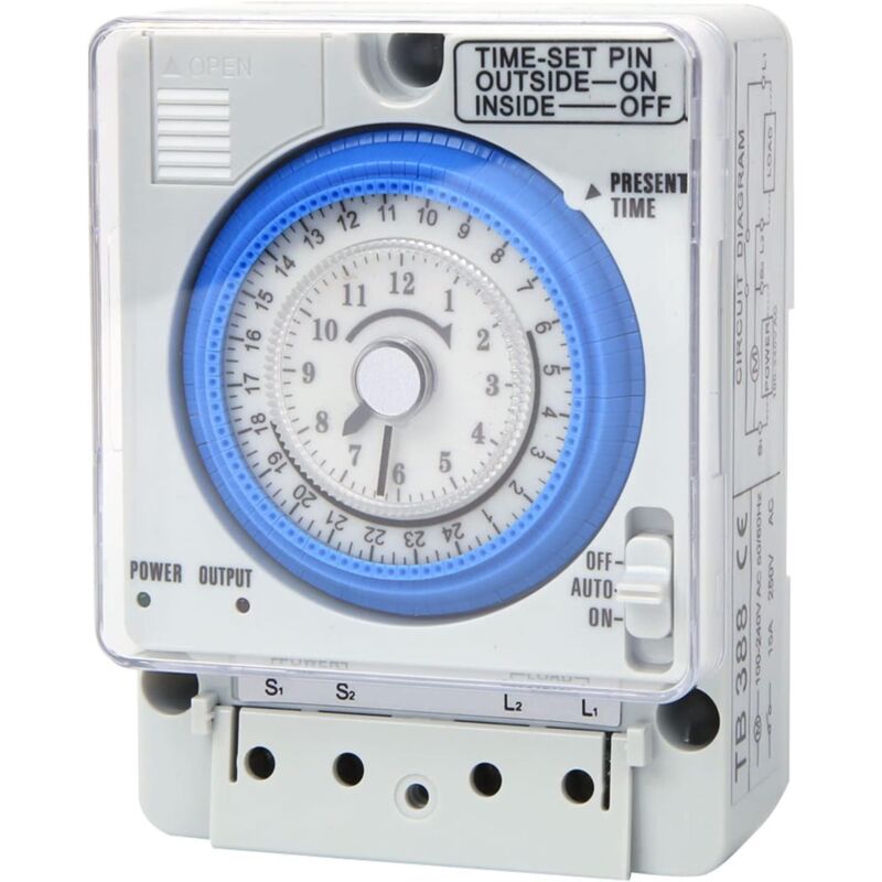 Interrupteur à minuterie mécanique, AC220V 10A 15 Minutes 24 Heures Relais de Commutation de Temps de contrôleur Manuel/Automatique pour la lumière