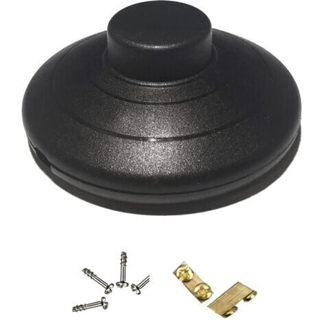 Interrupteur à pied pour lampe - Interrupteur intermédiaire avec bouton poussoir auto-bloquant pour câbles à 2 ou 3 fils - Pour lampadaires et petits appareils ou lampes - Noir