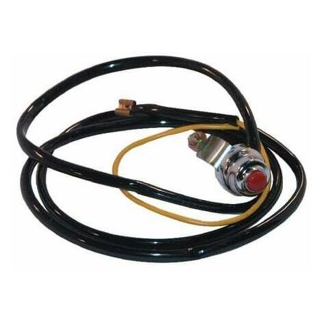 Interrupteur à poussoir 12V acier chromé bouton rouge plastique avec support de fixation et câble contacteur tracteur tondeuse motoculteur moto