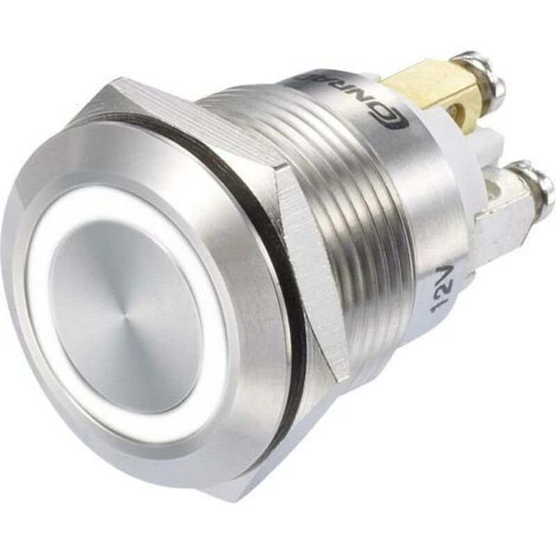 Tru Components - interrupteur à pression GQ19F-10E/W/12V/S 1273006 48 v/dc 3 a 1 x on/(on) IP65 à rappel 1 pc(s)