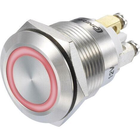 Interrupteur à pression TRU COMPONENTS GQ19F-10E/R/12V/S 1273002 48 V/DC 3 A 1 x Off/(On) IP65 à rappel 1 pc(s)