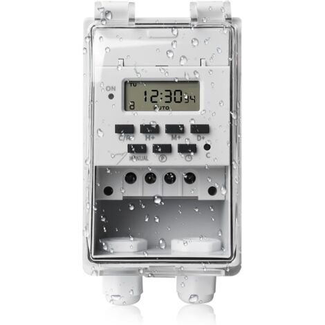 Interrupteur à relais temporel programmable 220 V 10 A - Minuterie numérique LCD avec couvercle transparent étanche - Minuterie numérique intelligente - Minuterie murale