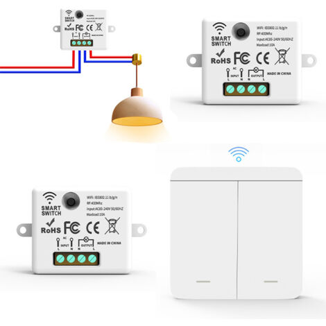 Interrupteur à télécommande sans fil, interrupteur à commande à distance, sans recâblage, pour luminaires d'intérieur et d'extérieur