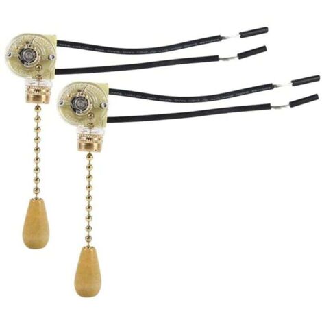 Interrupteur à Tirette pour Ventilateur Plafond Lampe Murale LED Éclairage Salle 2 Pièces