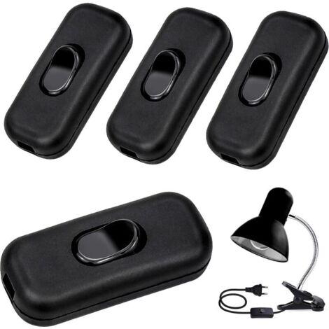 Interrupteur à Touche Basculante, 4 Pièces Inline Interrupteur Bi-polaire En ligne Cordon Interrupteur 6A, 250V Interrupteur À Bascule pour Petit Appareil ou Lampe(Noir)