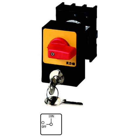 Interrupteur anti-panique 3p 25A verrouillage par serrure-cylindre manette rouge montage encast EATON P1-25/E/SVA(S)-RT