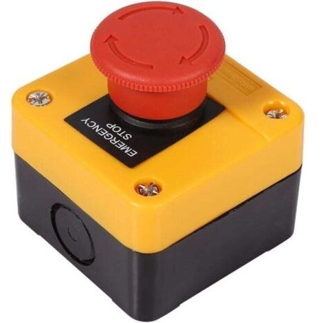 Interrupteur Arrêt Urgence 220V 10A Bouton Poussoir Sécurité Domestique avec Tournevis