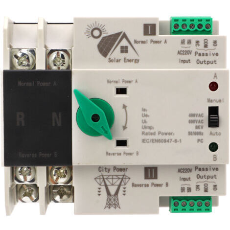 Interrupteur automatique de transfert double alimentation, circuit 2P à l’échelle de la milliseconde, contrôleur haute vitesse, courant alternatif photovoltaïque 220 V, 100 A