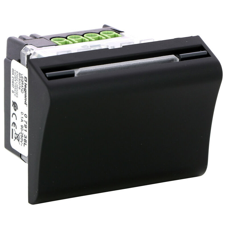 Legrand - Interrupteur à badge mécanique Mosaic 2 modules - noir (079135L)