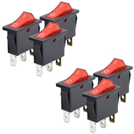 Interrupteur Bascule 16A 250V 4 Broches DPST On-Off pour Bateau Lot de 6 Pièces Rouge