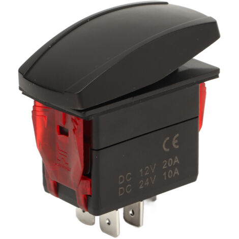 Interrupteur Bateau Étanche ON/OFF DPST - 5 Broches - Gravure Laser - 12V/24V - Pour Camping-Car, Camion et Véhicule Utilitaire