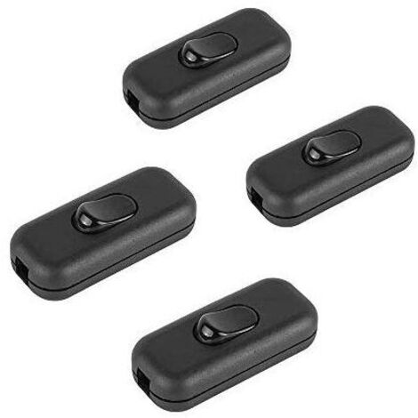 Interrupteur Bi-polaire 6A, interrupteur de cordon en ligne pour petit appareil ou lampe, noir - paquet de 4