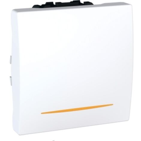 Interrupteur bipolaire lumineux 16A blanc 2M à encastrer (sans support ni plaque) bornes a vis UNICA