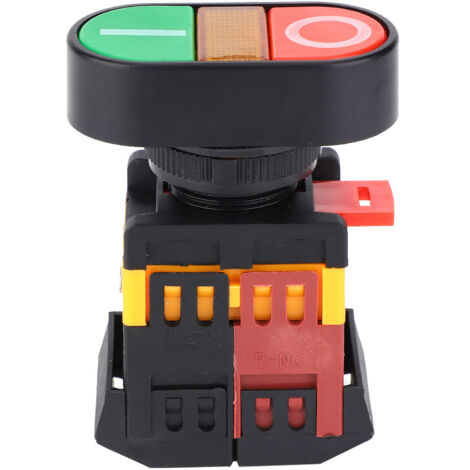 Interrupteur Bouton-poussoir Double avec LED (22/25mm) - APBB - Norme Ouvert/Fermé Instantané